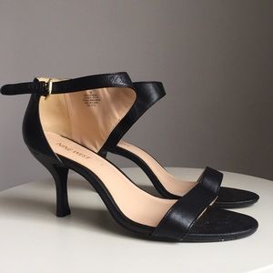 Black Nine West Strappy Skinny Kitten Heel Pumps